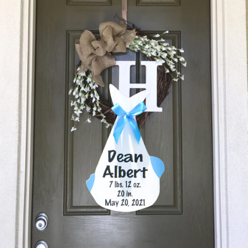 Just the Bundle as a Door Hanger, Birth Announcement Yard Stork Sign in The Woodlands, Spring, Kingwood, TX